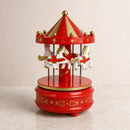 Carrossel Musical Natalino de Corda 17 cm: Enfeite de Natal com Música e Cavalinhos Giratórios