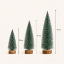 Kit 3 Mini Árvores de Natal Nevadas com Pé de Madeira para Mesa (20, 15 e 10 cm)