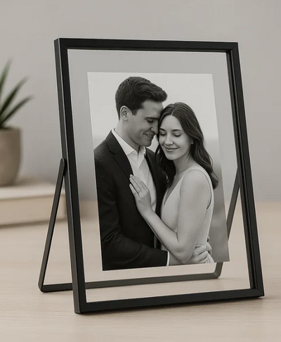 Porta Retrato Personalizado de Vidro Premium - Preto