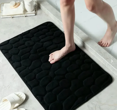 Tapete De Banheiro Soft Macio Secagem Rápida - Preto
