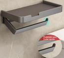 Suporte Porta Papel Higiênico em Metal Preto com Apoio para Celular - Angel & Home