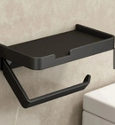 Suporte Porta Papel Higiênico em Metal Preto com Apoio para Celular - Angel & Home