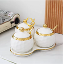 Conjunto de potes de cerâmica Wiio com açucareiro e saleiro, design elegante para cozinha com tampas de vedação.