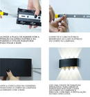 Arandela de parede LED meia lua frisada para área externa e interna, em branco ou preto, da Angel & Home.