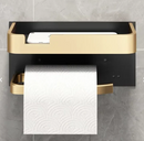 Porta papel higiênico de parede dourado Angel & Home para banheiro, com design moderno e acabamento elegante.