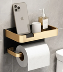 Porta papel higiênico de parede dourado da Angel & Home, ideal para banheiro, com design elegante e prático.