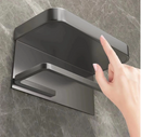 Porta papel higiênico de parede cinza da Angel & Home, com design simples e prático para banheiro.