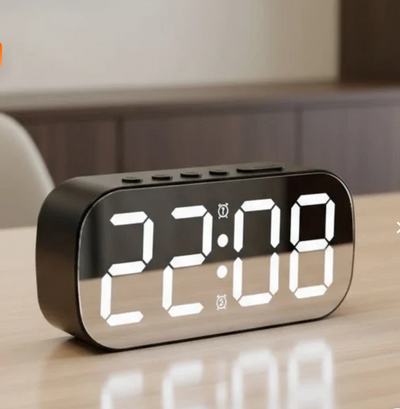 Relógio de Mesa Digital Cabeceira Despertador LED Espelhado Moderno