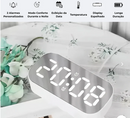 Relógio de mesa digital Angel & Home com visor LED espelhado e design moderno para cabeceira.