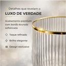 Seis taças de vidro canelado Versalhes com borda dourada, elegantes para mesa posta, da marca Angel & Home.
