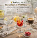 Seis taças de vidro canelado Versalhes com borda dourada, elegantes para mesa posta, da marca Angel & Home.