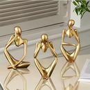 Conjunto de três estátuas pensador decorativas da Angel & Home, ideal para sala e escritório com toque de luxo e estilo.