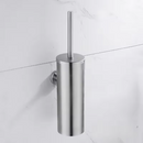 Escova de banheiro em porta aço inoxidável escovado, suporte para escova de dentes, design moderno e resistente.
