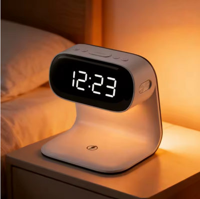 Relógio de Mesa Digital com Despertador e Carregador Sem Fio LED – 3 em 1