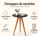 Mesinha de Canto Lateral Retrô Redonda Black/Mesa de Apoio Decorativa para Sala e Quarto