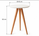 Mesinha de Canto Lateral Retrô Redonda Off White/Mesa de Apoio Decorativa para Sala e Quarto
