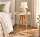 Mesinha de Canto Lateral Retrô Redonda Wood White/Mesa de Apoio Decorativa para Sala e Quarto