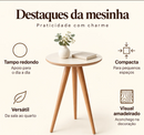 Mesinha de Canto Lateral Retrô Redonda Wood White/Mesa de Apoio Decorativa para Sala e Quarto