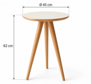 Mesinha de Canto Lateral Retrô Redonda Wood White/Mesa de Apoio Decorativa para Sala e Quarto