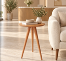Mesinha de Canto Lateral Retrô Redonda Wood/Mesa de Apoio Decorativa para Sala e Quarto