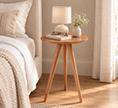 Mesinha de Canto Lateral Retrô Redonda Wood/Mesa de Apoio Decorativa para Sala e Quarto