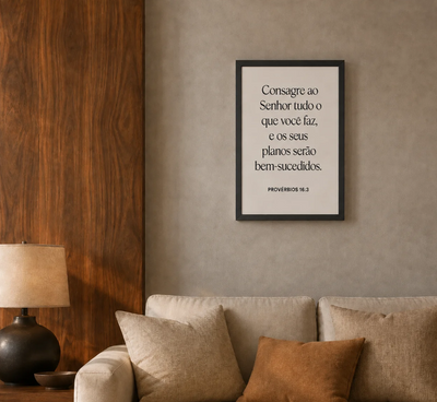 Quadro Decorativo Frase Religiosa Motivacional Preto