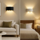 Arandela de Parede LED Meia Lua Frisada para Área Externa e Interna - Branco ou Preto - Angel & Home