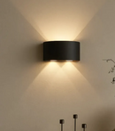 Arandela de Parede LED Meia Lua Frisada para Área Externa e Interna - Branco ou Preto - Angel & Home