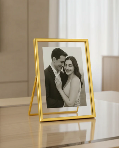 Porta Retrato Personalizado de Vidro Premium - Dourado