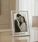 Porta Retrato Personalizado de Vidro Premium - Prata - Angel & Home