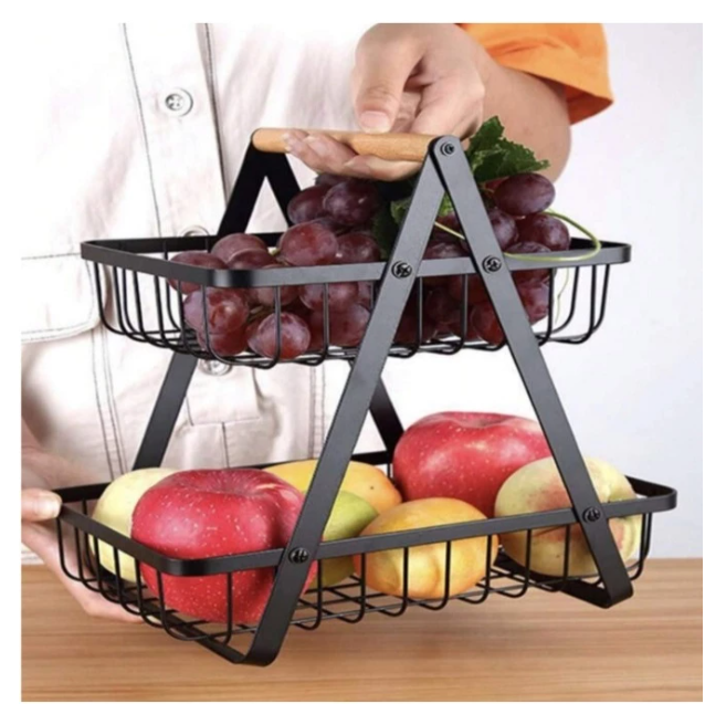 Fruteira de Mesa ou Cesto Multiuso Cesta de metal portátil Organizador para Casa Cozinha - Angel & Home
