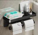 Porta-Papel Higiênico de Parede Moderno Duplo para Banheiro - Preto
