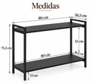 Mesinha de Canto Lateral 2 Níveis Retangular Black
