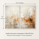 Quadro Decorativo Abstrato Reflexo do Outono 2 Telas Branco | Díptico para Sala e Quarto