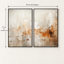 Quadro Decorativo Abstrato Reflexo do Outono 2 Telas Black | Díptico para Sala e Quarto