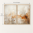 Quadro Decorativo Abstrato Reflexo do Outono 2 Telas Madeira | Díptico para Sala e Quarto