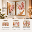Kit 2 Quadros Folhas Douradas e Rosê Relevo/ Quarto e Sala
