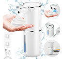Dispensador automático de sabonete em espuma Wiio com sensor sem toque, recarregável por USB, em acabamento branco.