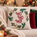 Capa de Almofada Natalina Ho Ho Ho em Linho 43x43 cm com Estampa Sublimada