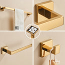 Kit Acessórios para Banheiro 4 Peças em Aço Inox 304: Toalheiro 40 ou 60 cm, Porta-Papel e Gancho