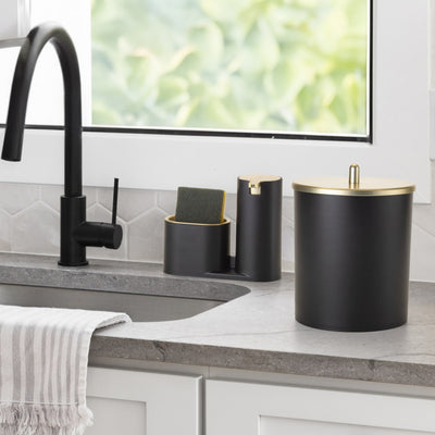 Kit Luxo Cozinha: Lixeira 5L + Dispenser Porta Detergente – Pia Organizada e Visual Clean