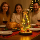 Luminária Cúpula de Natal com Árvore e LED, Base de Madeira 21 cm, em Caixa de Presente