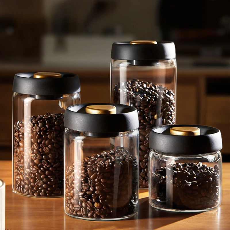 Pote a vácuo Angel & Home com vedação total para armazenamento de café, recipiente de vidro com tampa de silicone.