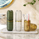 Porta-escova de dentes de luxo Angel & Home com tampa, ideal para banheiro elegante e organizado.