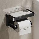 Suporte de papel higiênico preto com prateleira para telefone e toalhas, fixação na parede, acessório multifuncional para banheiro Angel & Home