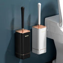 Escova sanitária de silicone com suporte da Angel & Home, com cabeça flexível e base estável para higiene eficaz.