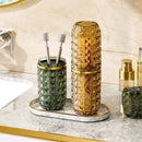 Porta-escova de dentes com tampa para banheiro, luxo, da marca Angel & Home, em design elegante e funcional para ambientes modernos.