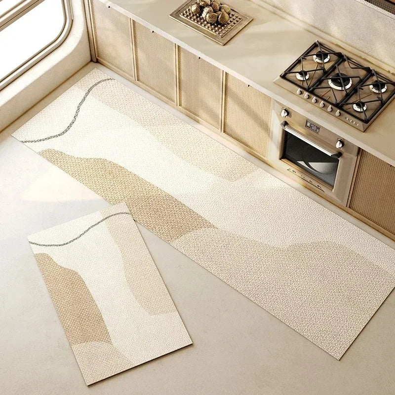 Kit 2 Tapete para Cozinha Antiderrapante Absorvente - Areia Pérola