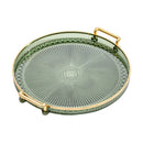 Bandeja decorativa redonda de acrílico espelhado para servir, marca Angel & Home, superfície refletora e elegante.