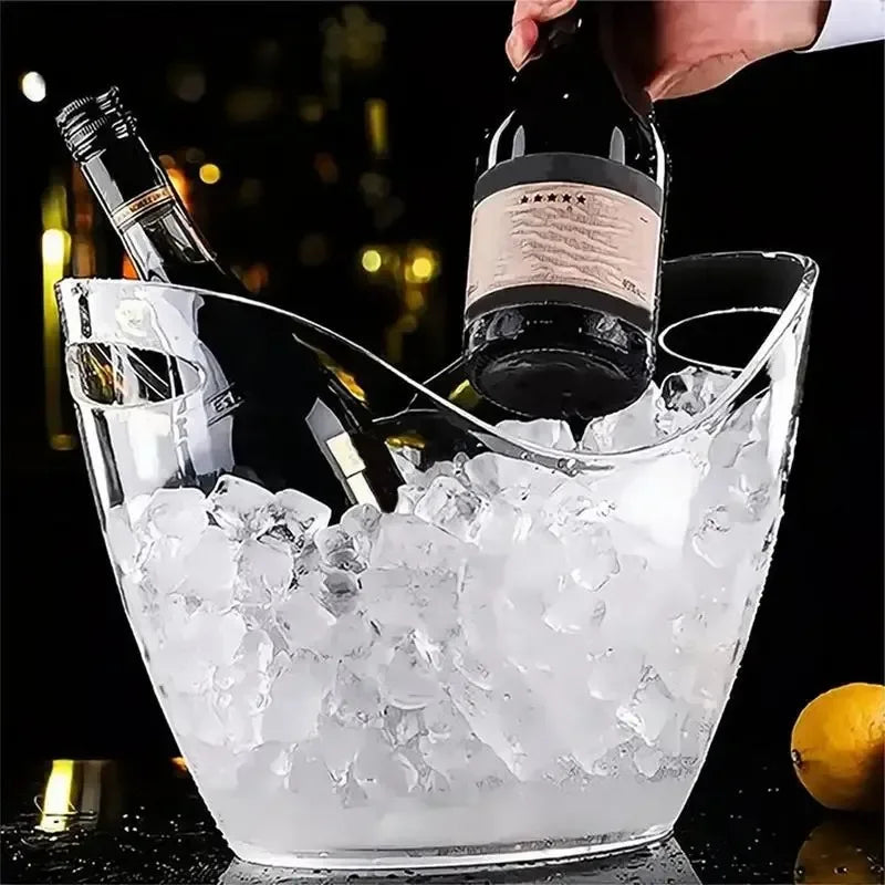 Balde de gelo de 4L com alça transparente da Angel & Home, feito de material resistente, ideal para festas e eventos.